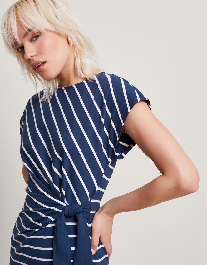 Sanya Stripe Tie Dress, Blue (NAVY), large
