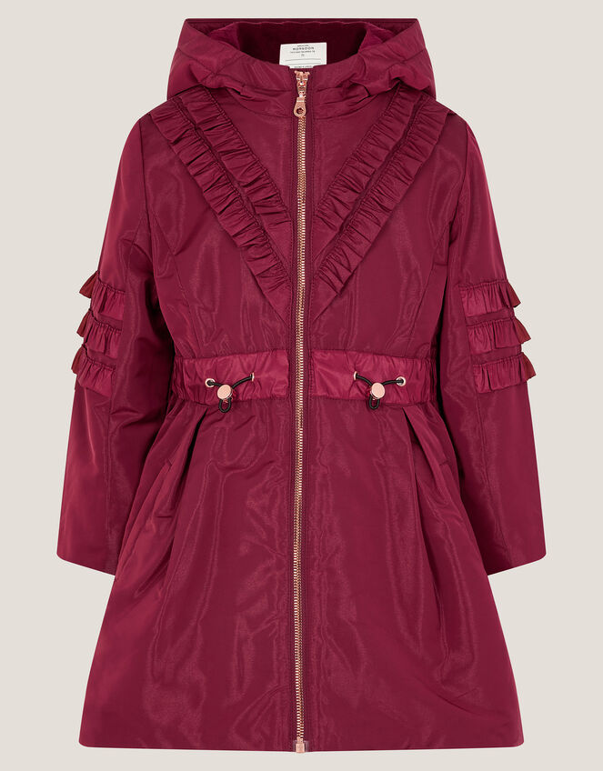 Lightweight Frill Raincoat, Red (BURGUNDY), large