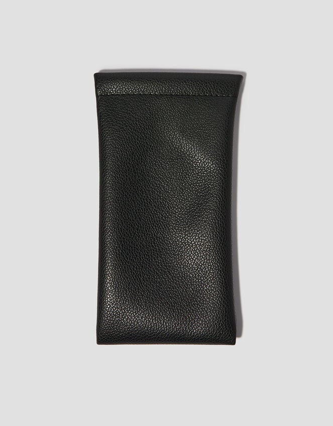 Faux Leather Sunglasses Pouch, Black (BLACK), large
