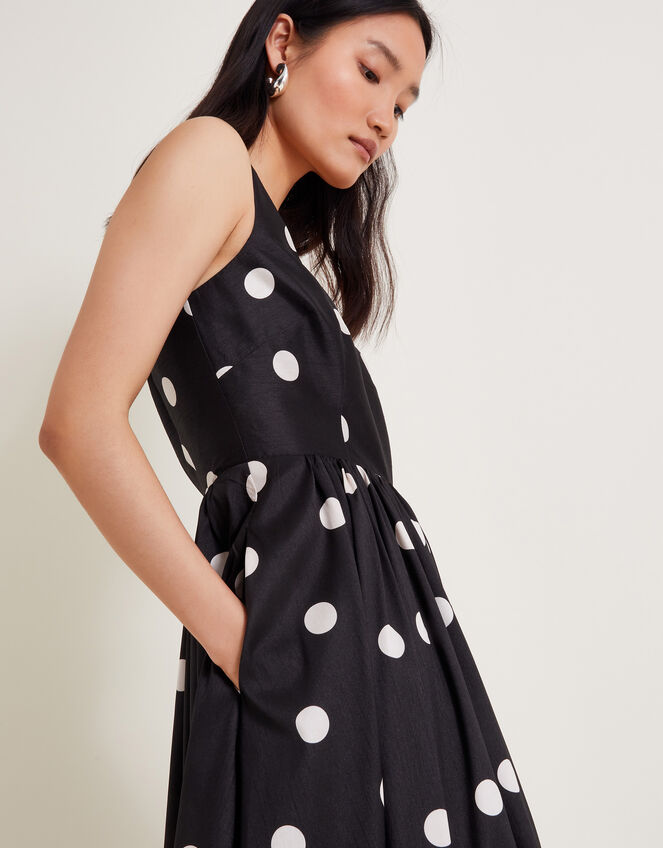Sicily Fit and Flare Midi Dress, Black (BLACK), large