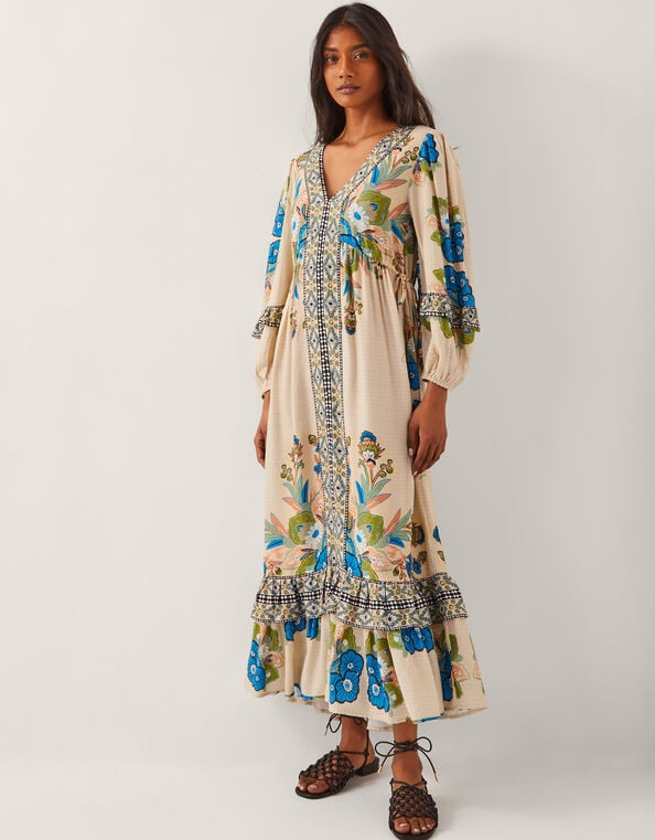 Kara Floral Maxi Dress, Ivory (IVORY), large