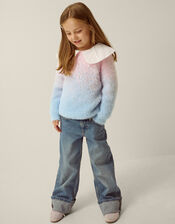 Sequin Ombr&eacute; Fluffy Jumper, Blue (BLUE), large