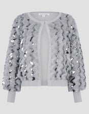 Sienna Sequin Embellished Cardigan , Grey (GREY), large