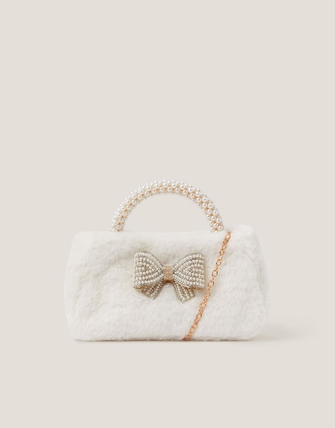 Fluffy Pearl Handle Bag, , large