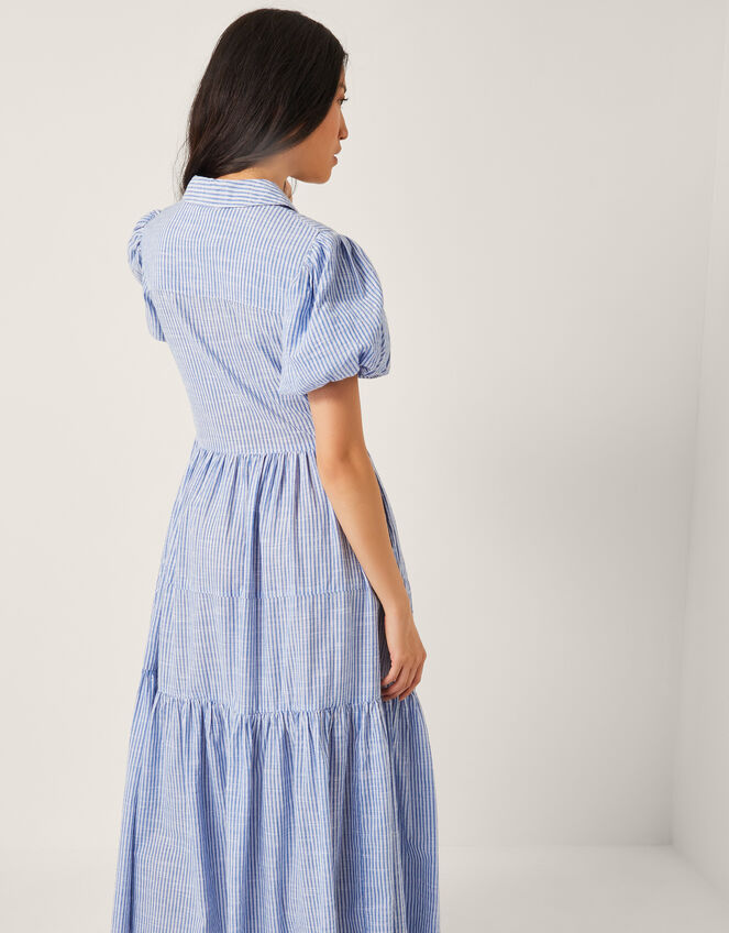 Winnie Stripe Maxi Shirt Dress, Blue (BLUE), large