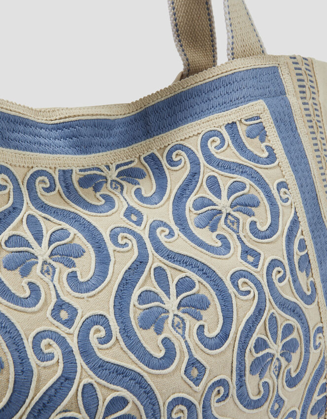 Valli Embroidered Canvas Beach Bag, , large
