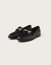 Leather Suede Loafers, Black (BLACK), large