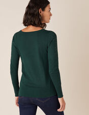 Hotfix Gem Knit Jumper with Sustainable Viscose, Green (DARK GREEN), large