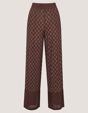 Magdalena Geometric Jersey Trousers, Brown (CHOCOLATE), large