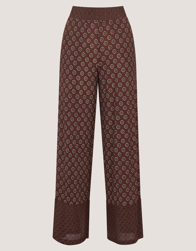 Magdalena Geometric Jersey Trousers, Brown (CHOCOLATE), large
