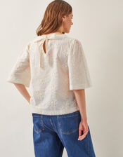 Harika Floral Embroidered Top, Ivory (IVORY), large