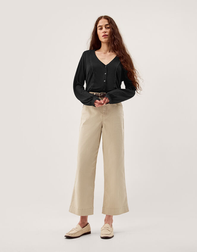 Laney Lace Linen Blend Top, Black (BLACK), large