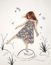 Isobelline Floral Dress in Recycled Polyester, Blue (NAVY), large