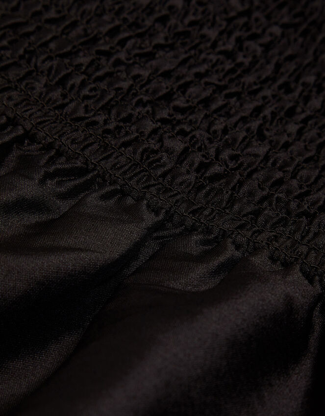 Clariska Smocked Taffeta Prom Dress, Black (BLACK), large