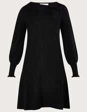 Side Knot Twist Dress with LENZING™ ECOVERO™, Black (BLACK), large