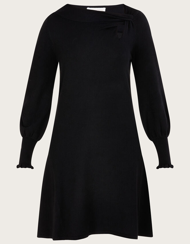 Side Knot Twist Dress with LENZING™ ECOVERO™, Black (BLACK), large