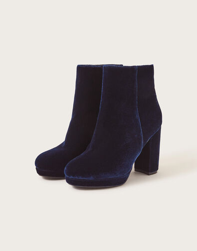 Velvet Platform Boots, Blue (NAVY), large