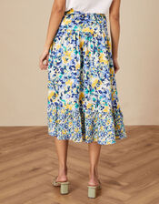 Floral Wrap Skirt in Recycled Polyester, Blue (BLUE), large