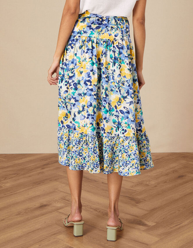 Floral Wrap Skirt in Recycled Polyester, Blue (BLUE), large