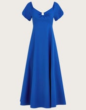 Katie Ring Detail Bardot Dress, Blue (COBALT), large