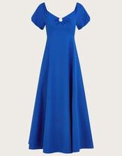 Katie Ring Detail Bardot Dress, Blue (COBALT), large