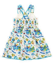 Frugi Seraphina Beach Print Dress, White (WHITE), large