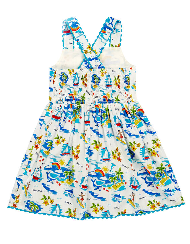 Frugi Seraphina Beach Print Dress, White (WHITE), large