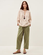 Frida Stripe Linen-Blend Top, Natural (NATURAL), large