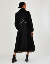Minnie Military Long Wool Coat, Black (BLACK), large