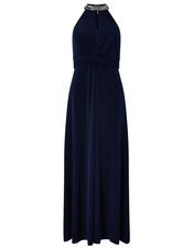 Izzie Embellished Jersey Maxi Dress, Blue (NAVY), large
