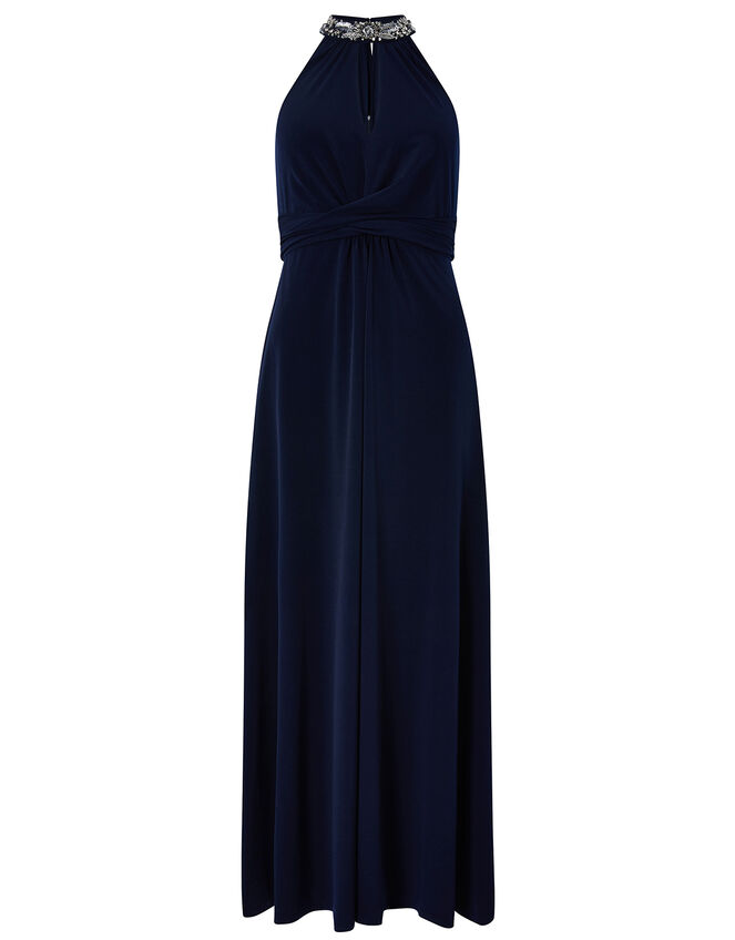 Izzie Embellished Jersey Maxi Dress, Blue (NAVY), large