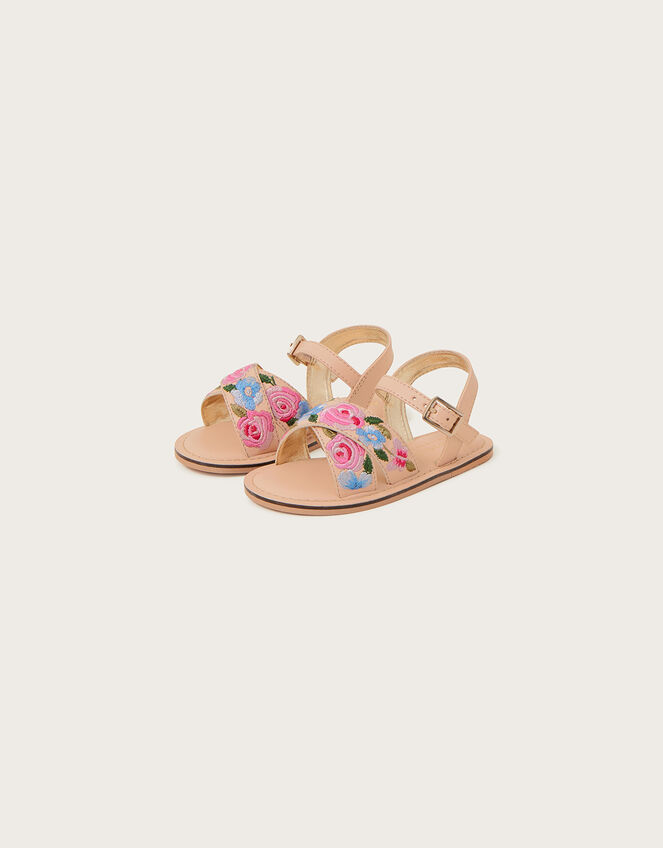 Floral Embroidered Walker Sandals, Pink (PINK), large
