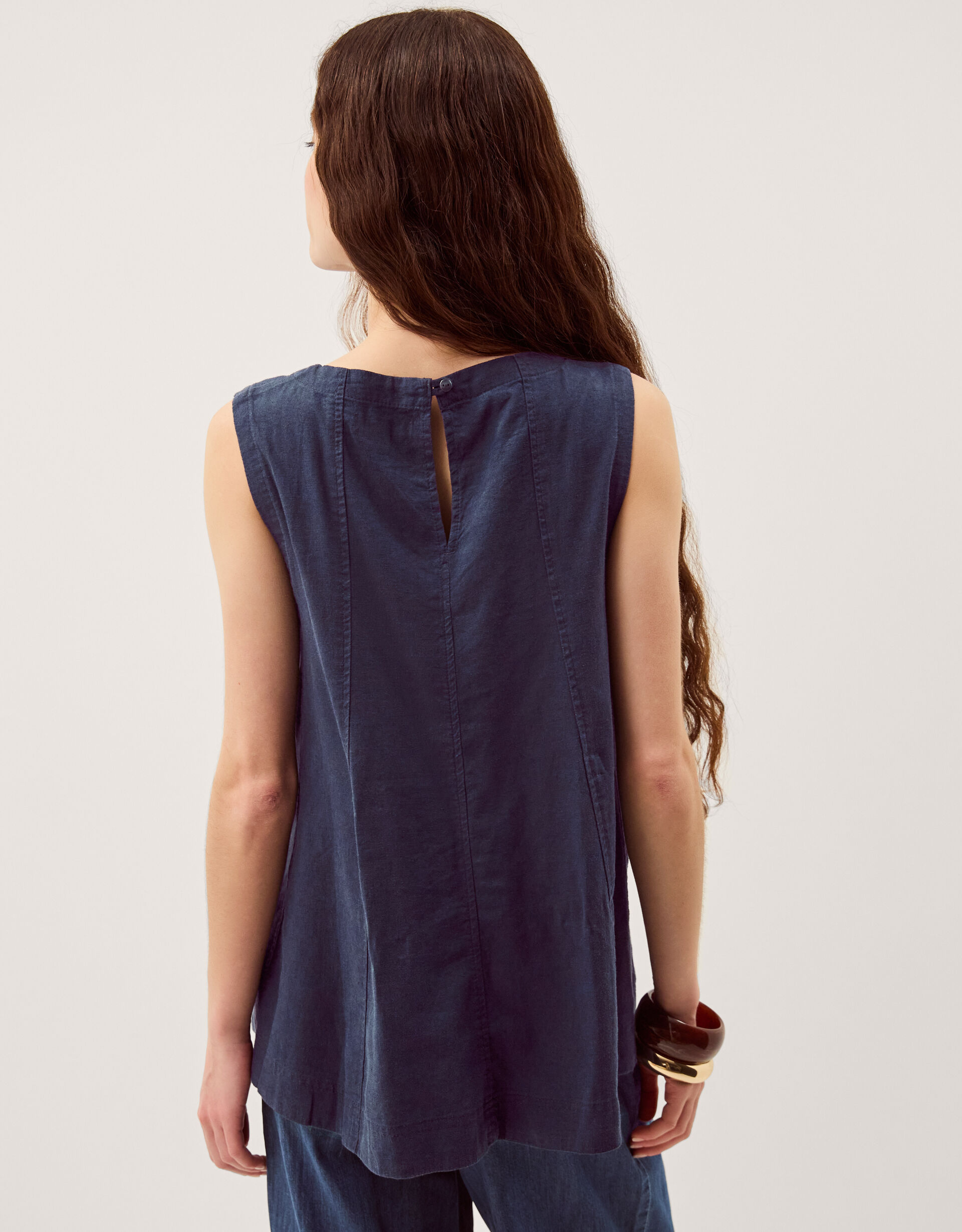 Sammy Swing Linen Blend Tank Top Blue | Vests, Camisoles And