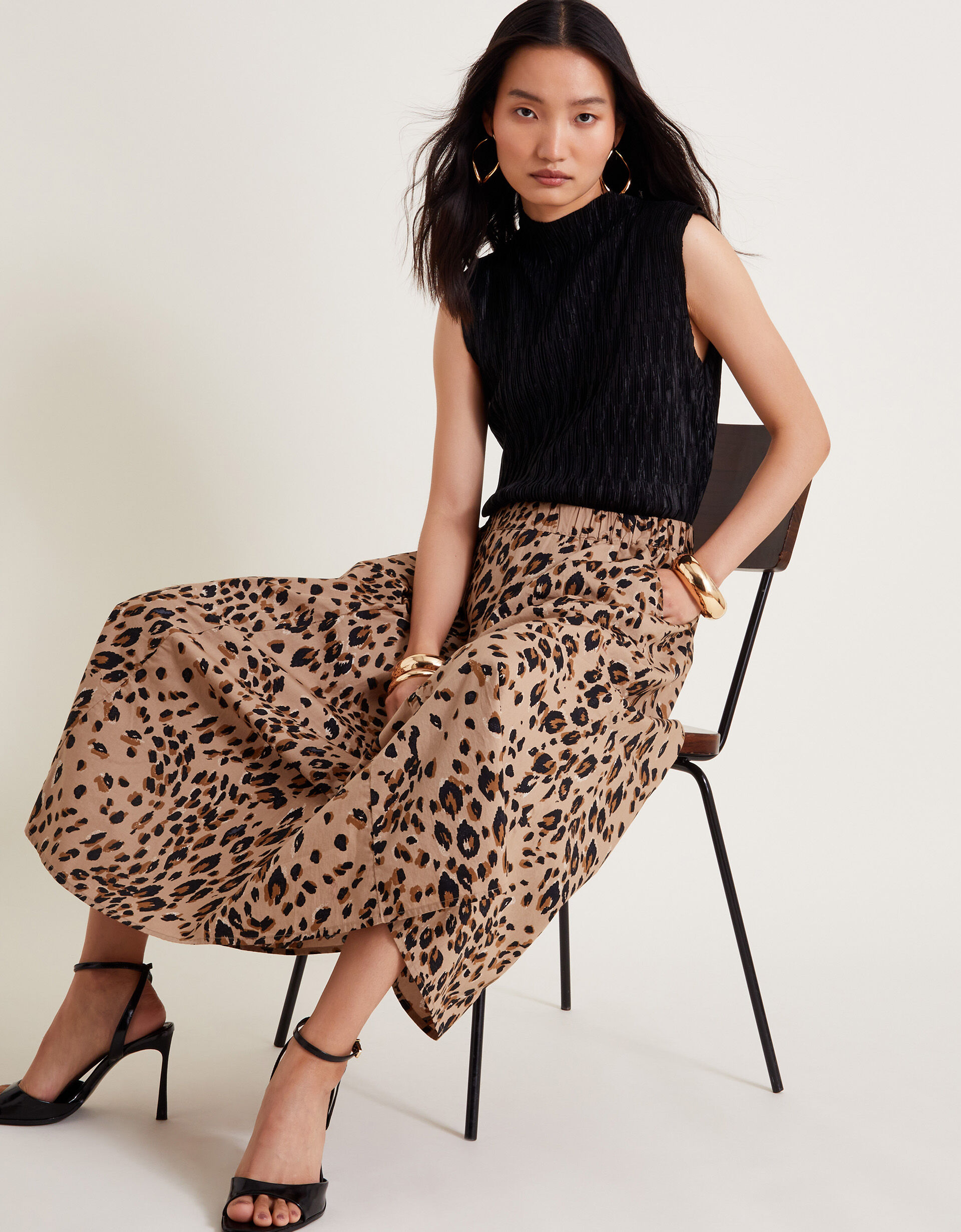 Raife Leopard Print Skirt Natural