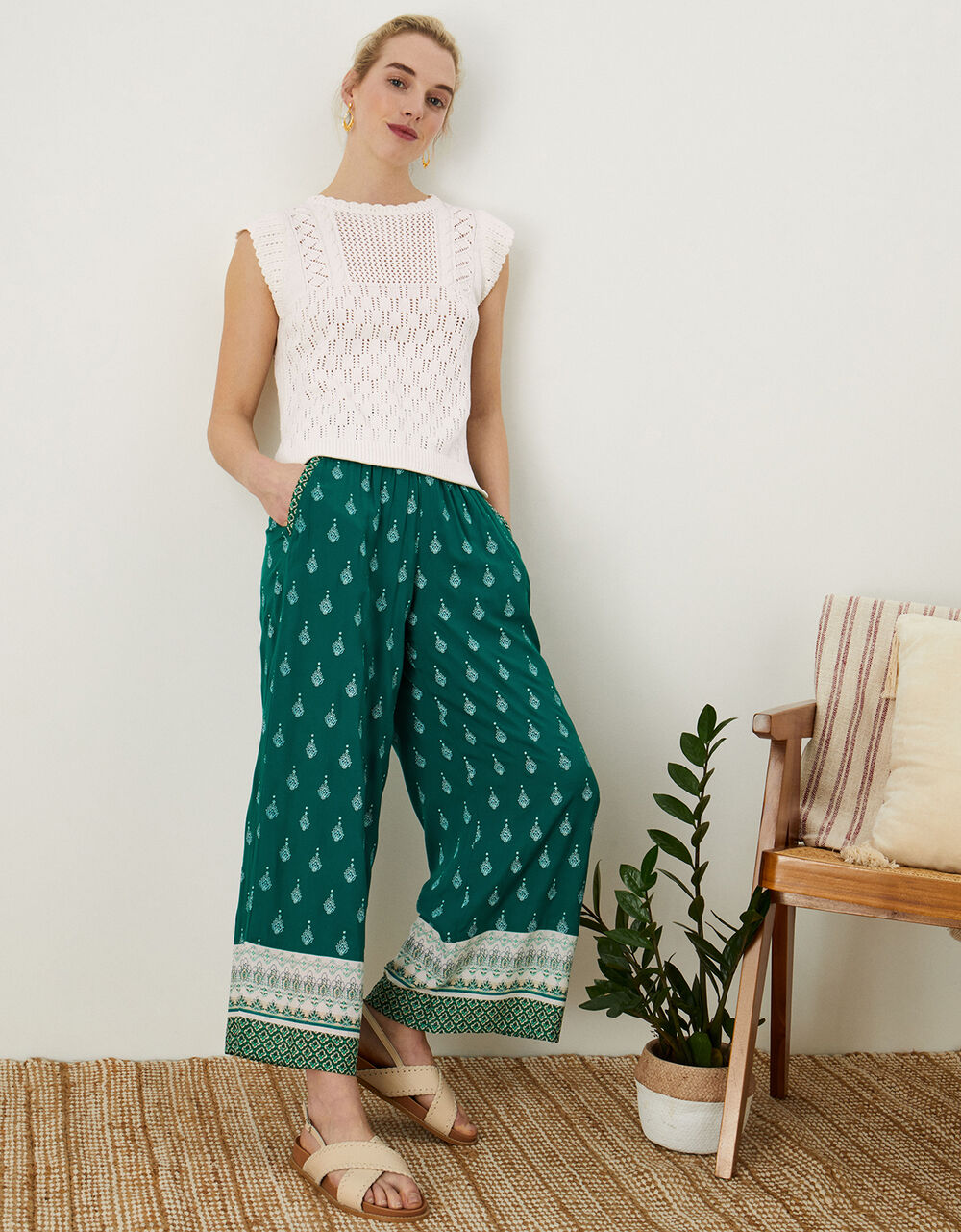 Women Women's Clothing | Claudia Print Trousers Green - GS67876