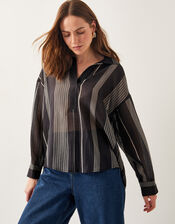 Andi Stripe Blouse, Black (BLACK), large