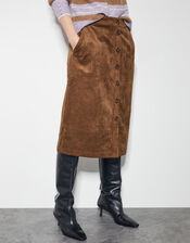 Amber Suedette Pencil Skirt, Brown (BROWN), large