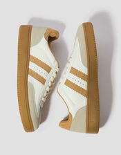 Tammi Faux Leather Sport Stripe Trainers, White (WHITE), large