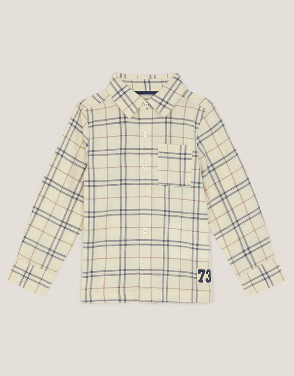 Check Print Shirt, Natural (STONE), large