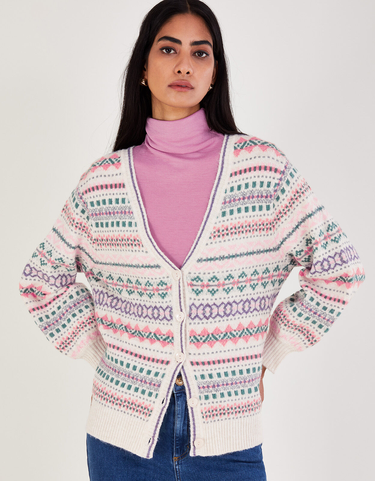 Fair isle cardigan sweater sales