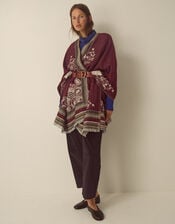 Crissy Jacquard Poncho, Red (BERRY), large