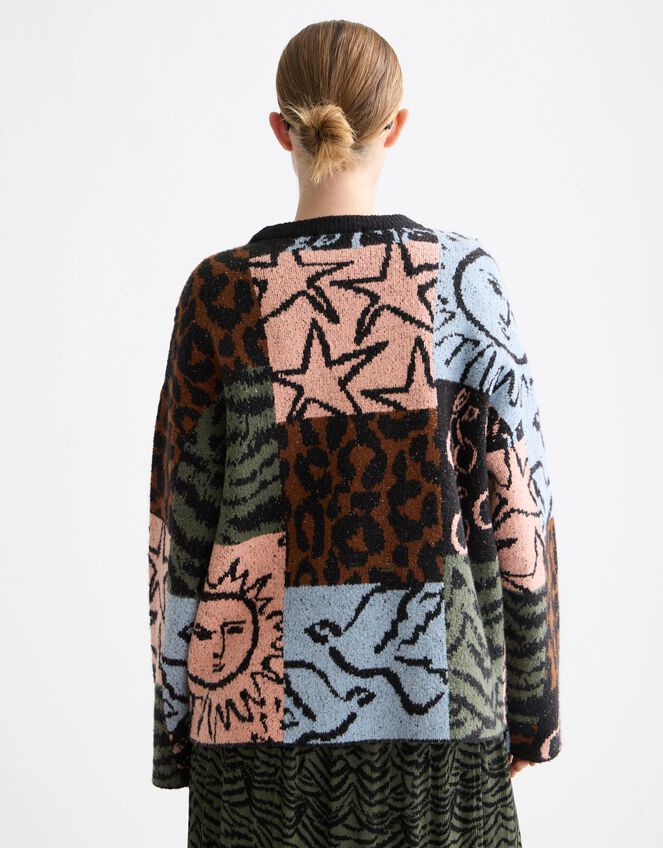 Scotch & Soda Oversized Patchwork Print Jumper, Multi (MULTI), large