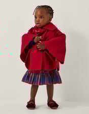 Baby Velvet Bow Cape Coat, Red (RED), large
