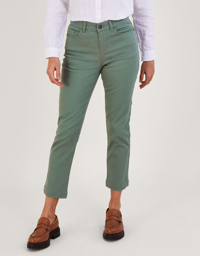 Safaia Cropped Skinny Jeans, Green (KHAKI), large