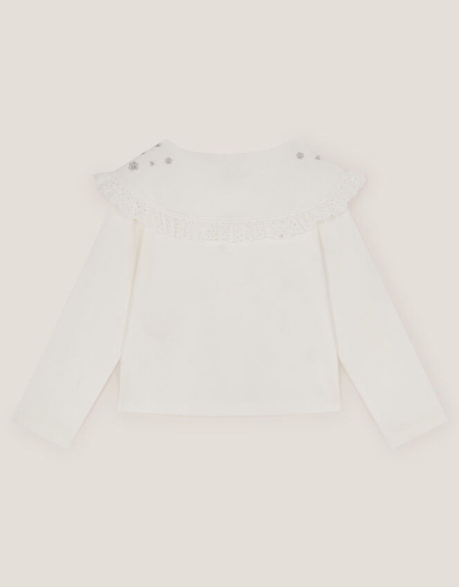 Embellished Broderie Sailor Collar Top, Ivory (IVORY), large