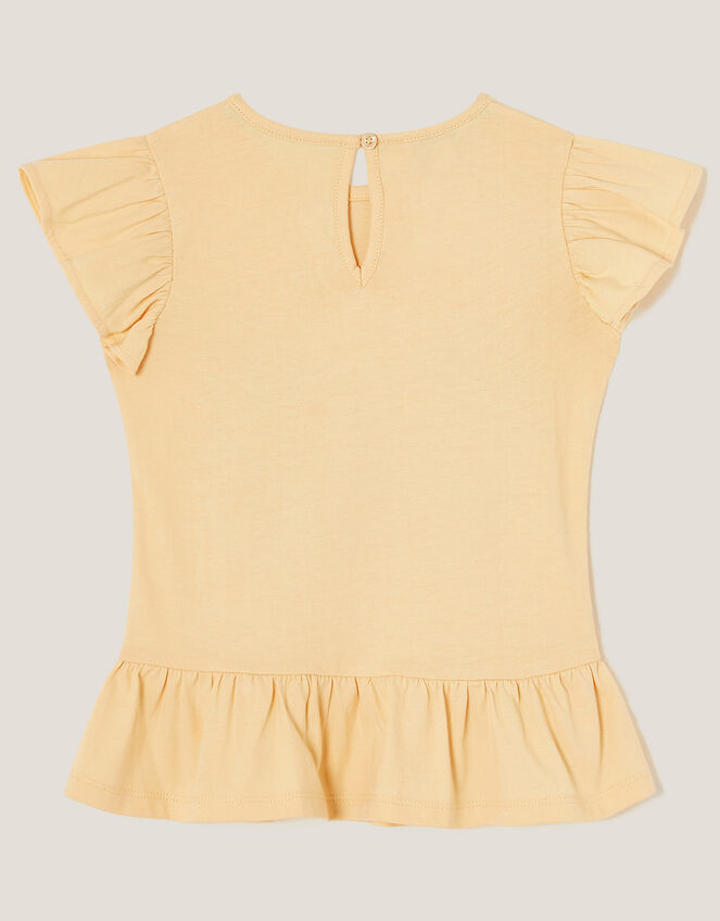 Floral Butterfly Frilly T-Shirt, Yellow (YELLOW), large