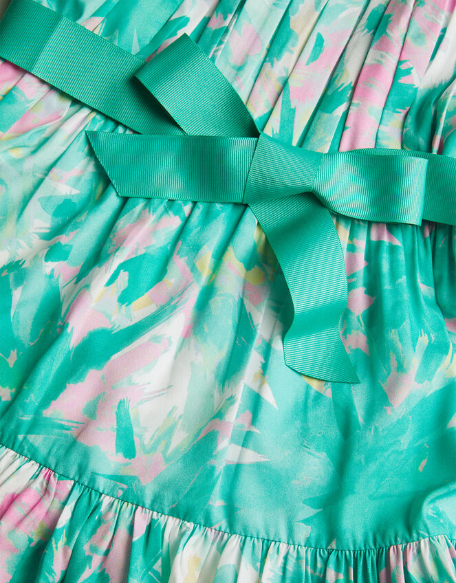 Palm Print Hanky Hem Dress, Green (GREEN), large