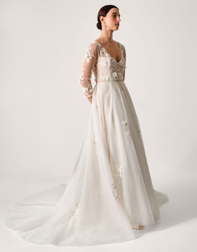 simple and elegant dress designs Allison Embroidered Midi in Ivory/Pink – A Closet Full of Dresses main image 0