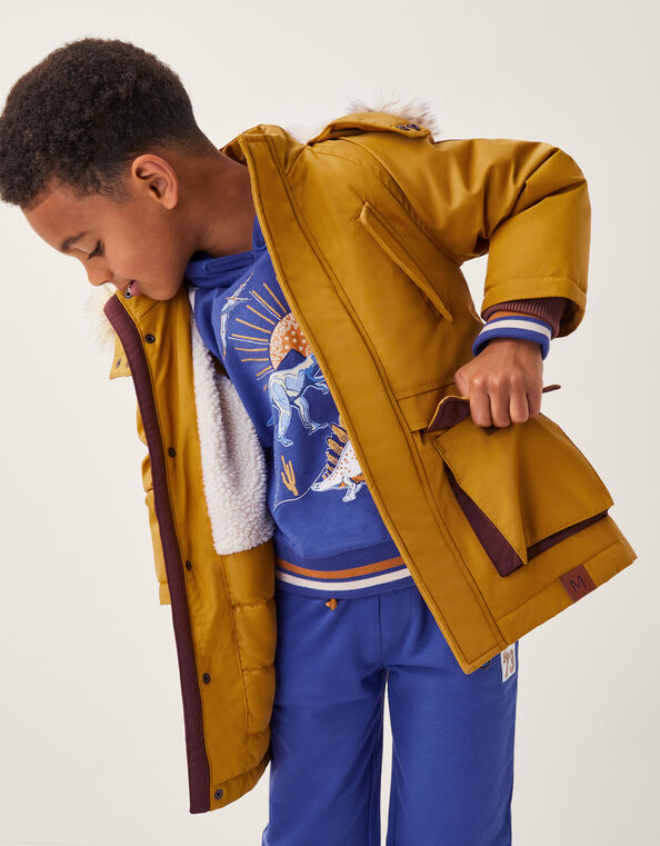 Hooded Parka Coat, Yellow (MUSTARD), large