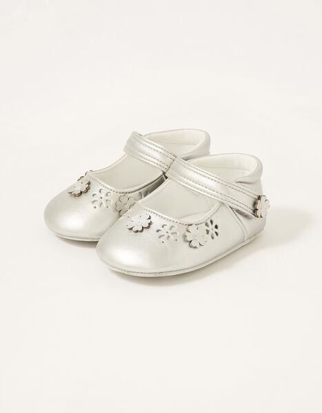 3D Flower Shimmer Booties Silver, Silver (SILVER), large